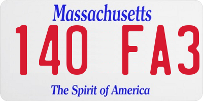 MA license plate 140FA3