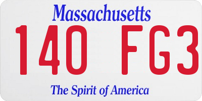 MA license plate 140FG3