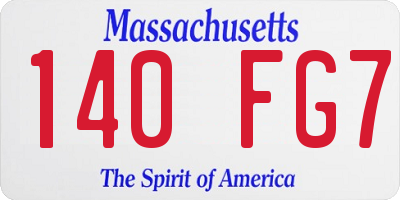 MA license plate 140FG7