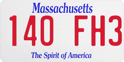 MA license plate 140FH3
