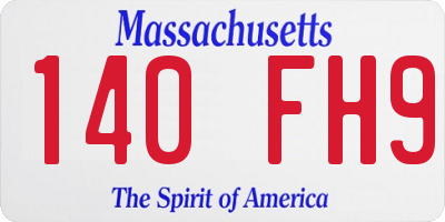 MA license plate 140FH9