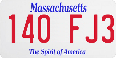 MA license plate 140FJ3