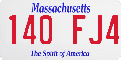 MA license plate 140FJ4