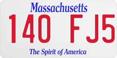 MA license plate 140FJ5