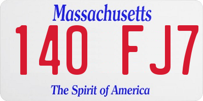 MA license plate 140FJ7