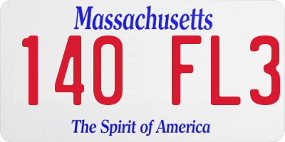 MA license plate 140FL3