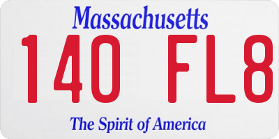 MA license plate 140FL8