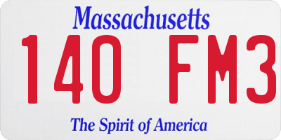 MA license plate 140FM3