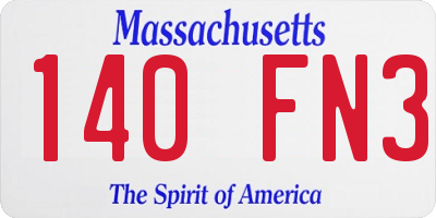 MA license plate 140FN3