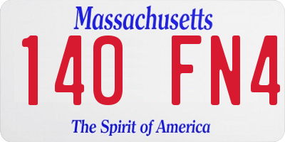 MA license plate 140FN4