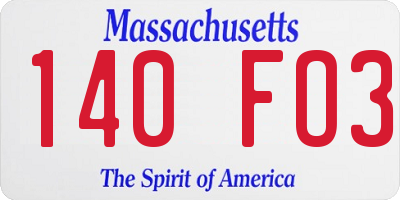 MA license plate 140FO3