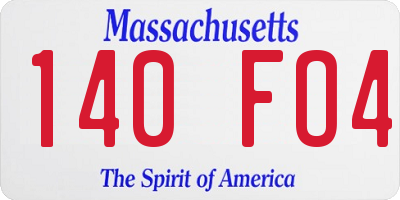 MA license plate 140FO4