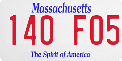 MA license plate 140FO5
