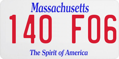 MA license plate 140FO6