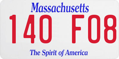 MA license plate 140FO8
