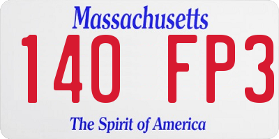 MA license plate 140FP3