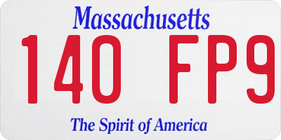 MA license plate 140FP9