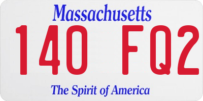 MA license plate 140FQ2