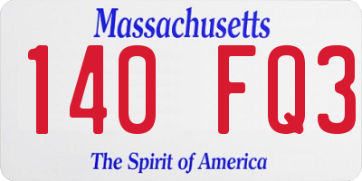 MA license plate 140FQ3