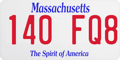 MA license plate 140FQ8
