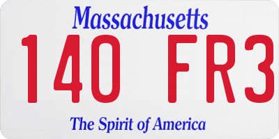 MA license plate 140FR3