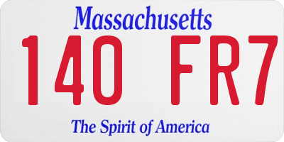 MA license plate 140FR7