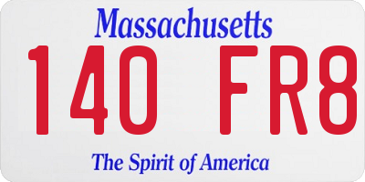 MA license plate 140FR8