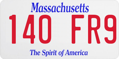 MA license plate 140FR9