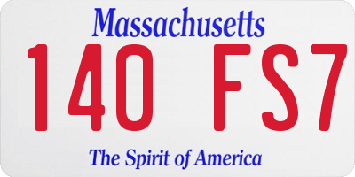 MA license plate 140FS7