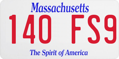 MA license plate 140FS9