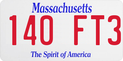 MA license plate 140FT3