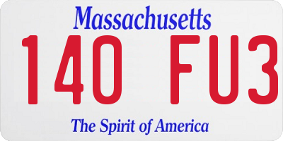 MA license plate 140FU3