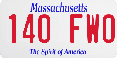 MA license plate 140FW0