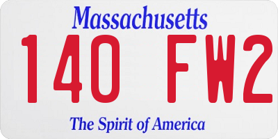 MA license plate 140FW2