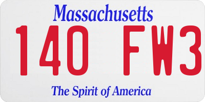 MA license plate 140FW3