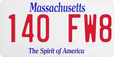 MA license plate 140FW8