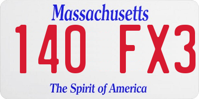 MA license plate 140FX3