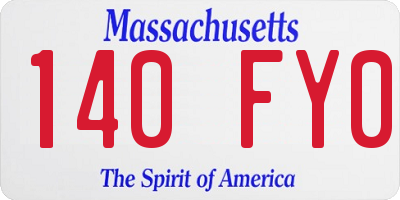 MA license plate 140FY0
