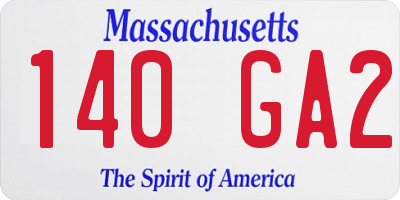 MA license plate 140GA2