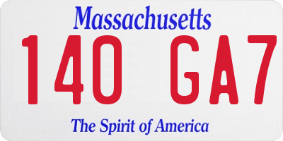 MA license plate 140GA7