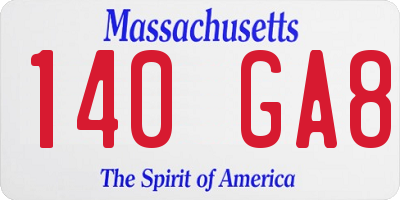 MA license plate 140GA8