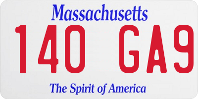 MA license plate 140GA9