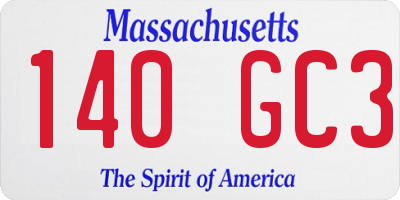 MA license plate 140GC3
