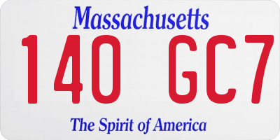 MA license plate 140GC7