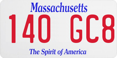 MA license plate 140GC8