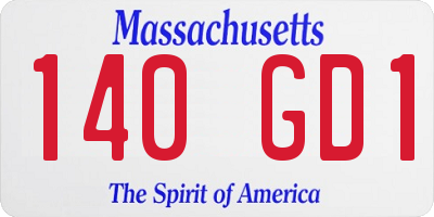MA license plate 140GD1