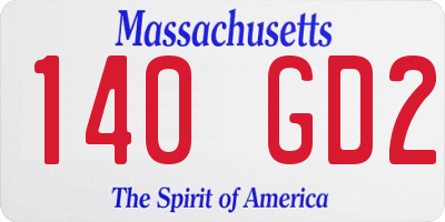 MA license plate 140GD2