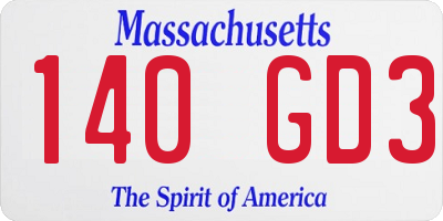 MA license plate 140GD3