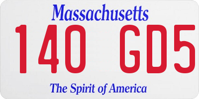 MA license plate 140GD5