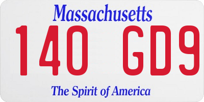MA license plate 140GD9